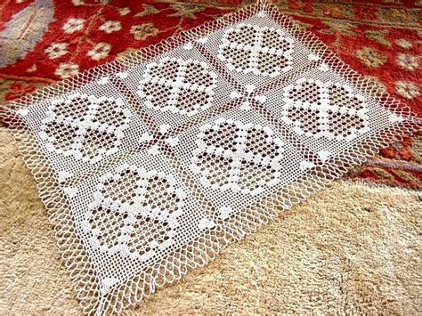 RUNNER Table Dresser Scarf Crocheted Lace Cotton Crochet Etsy