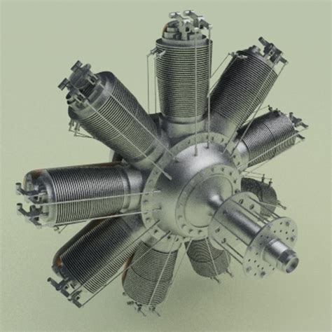 Ww1 Clerget Rotary Engine 3d Max