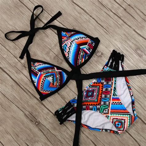 Geometric Sexy Bandage Bikini Set Women 2018 Swimwear Female Beachwear Swimsuit Maillot De Bain