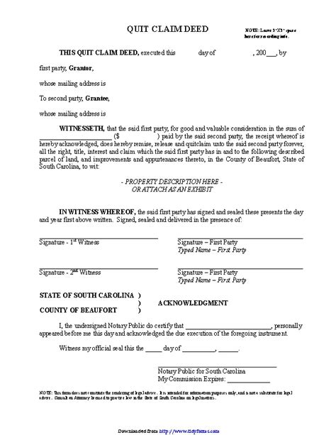 South Carolina Quitclaim Deed Form 1 Pdfsimpli