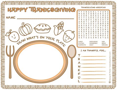 Thanksgiving Printable Placemats