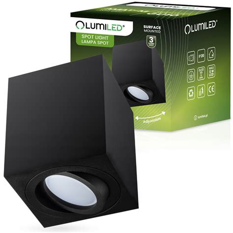 Oprawa Halogenowa Natynkowa Lampa Sufitowa Tuba Spot Led Ruchoma Czarna