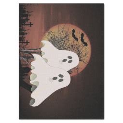 Spooky Halloween Ghosts Decoupage Craft Tissue Paper | Zazzle