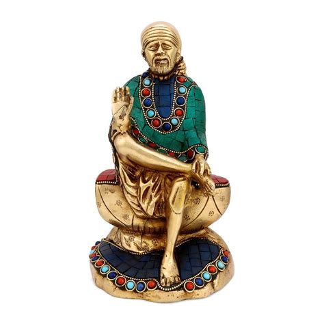 Buy Shirdi Sai Baba Idol Turquoise Brass Sculpture Spiritual Religious