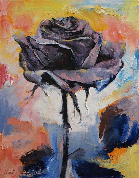 Black Rose Painting By Michael Creese Fine Art America