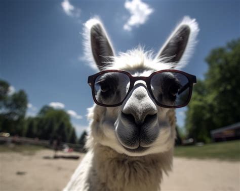 Premium Ai Image There Is A Llama Wearing Sunglasses And A Pair Of