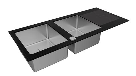 Teka DIAMOND RS15 2B 1D AUTO Inset PureLine Glass Sink With Two Bowls