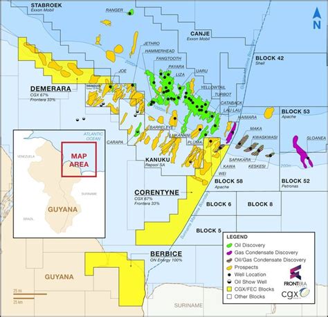 Guyana Offshore map acreage - Oil Blocks | Map, Guyana, Offshore