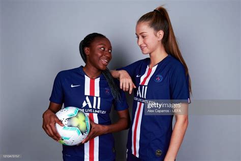 Kadidiatou Diani And Jordyn Huitema Of Psg Pose During The Uefa