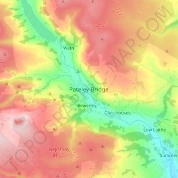 Pateley Bridge topographic map, elevation, terrain