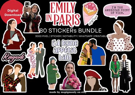 Emily In Paris Sticker Bundle Digital Etsy