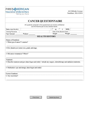 Fillable Online Cancer Questionnaire Fax Email Print Pdffiller