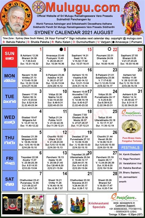 Sydney Telugu Calendar August Mulugu Calendars Telugu Calendar