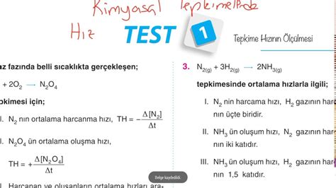 Ayd N Yay Nlar Ayt Kimya Soru Bankas B L M Kimyasal Tepkimelerde