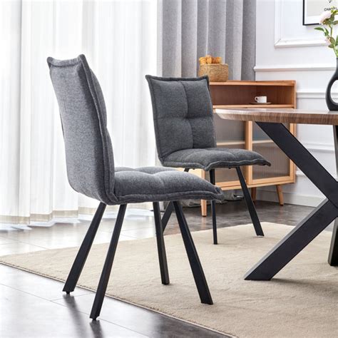 Corrigan Studio Set Modern Grey Dining Chairs With Metal Legs