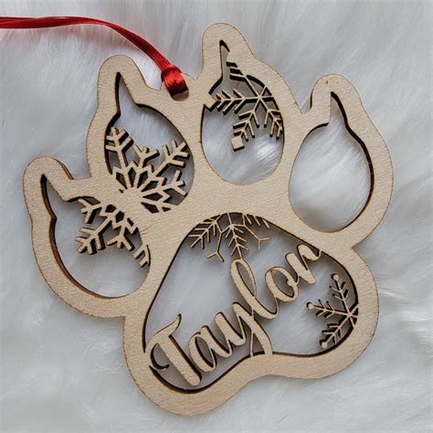 Personalized Wooden Paw Print Ornament - PFG Creative Print Studio