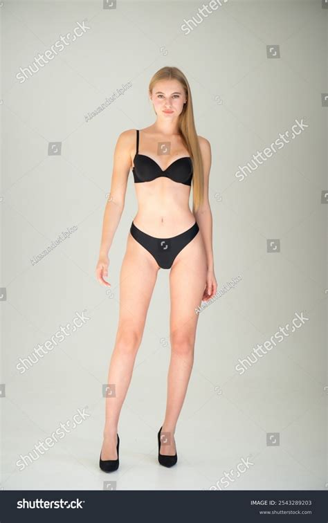 Portrait Beautiful Blonde Black Underwear On Stock Photo Shutterstock