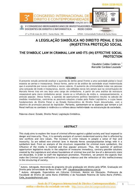 Pdf A LegislaÇÃo SimbÓlica No Direito Penal E Sua · A Migração é Um