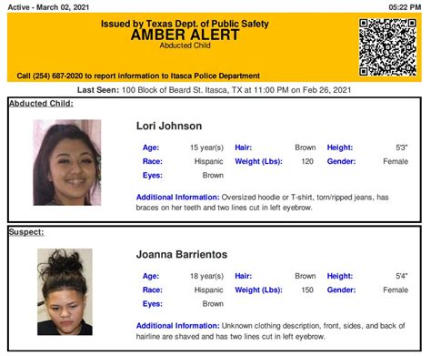 Texas Alerts On Twitter ACTIVE AMBER ALERT For Lori Johnson From