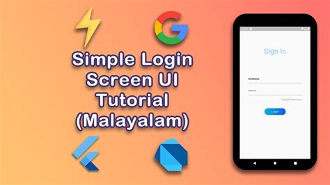 Simple Login Screen Ui Flutter Malayalam Tutorial Flutter Login