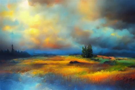 Amazing Landscape Painting With Moody Clouds And Stable Diffusion