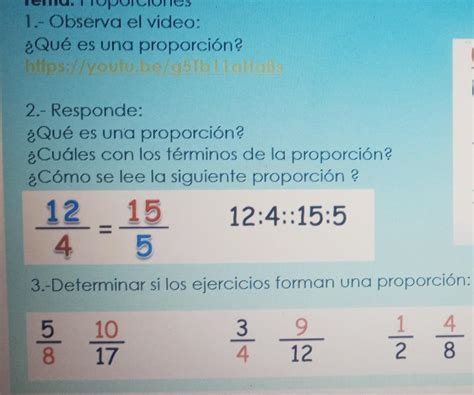 2 Responde Qué es una proporción Cuáles con los términos de la