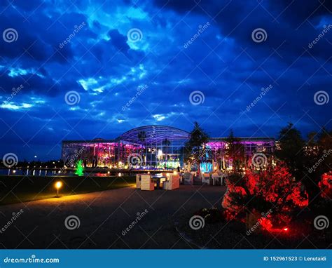 Therme Bucharest Outdoor In The Night Stock Image Image Of