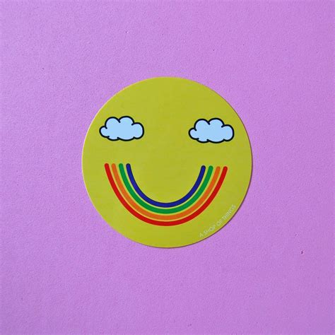 Smiley Rainbow Sticker Etsy