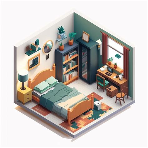 Premium Photo Isometric Bedroom Space