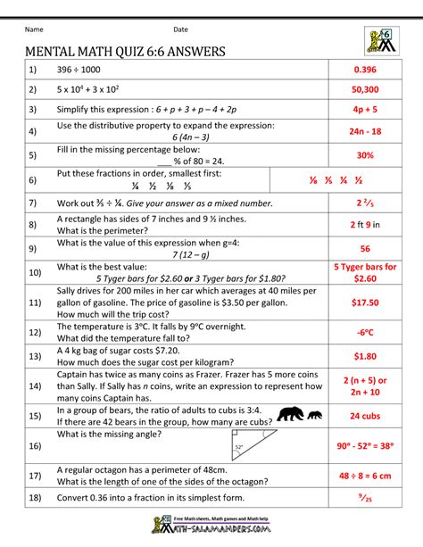 Grade 5 And 6 Math Worksheets