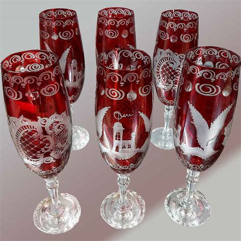 Collection De Six Verres En Cristal De Boh Me Fabriqu S Au Xixe Si Cle