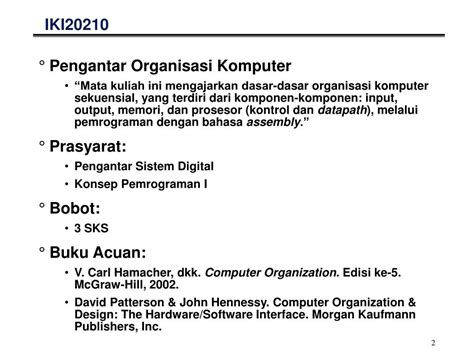 Ppt Iki Pengantar Organisasi Komputer Kuliah No Pendahuluan