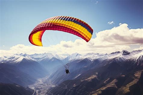 Premium AI Image | Colombian Flag Paragliders Soaring Over Andes