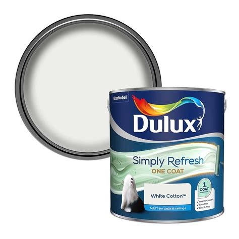 Dulux Simply Refresh One Coat Matt Emulsion Paint White Cotton 25l