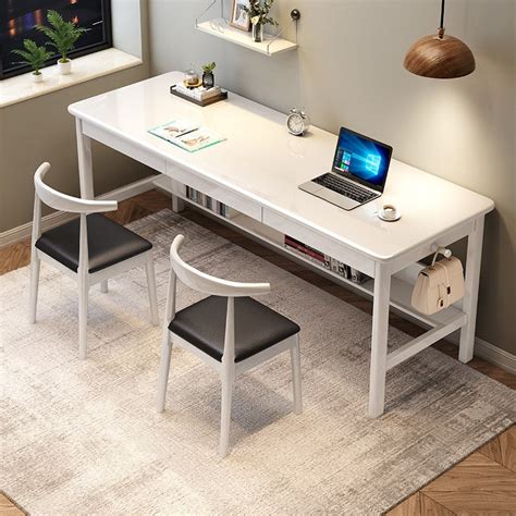 Lynard White Solid Wood Study Desk with Drawers /Rubberwood/Long Study – Furniture Stores Sydney