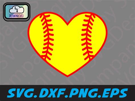 Softball Heart Svg Softball Svg Heart Shaped Softball Svg - Etsy