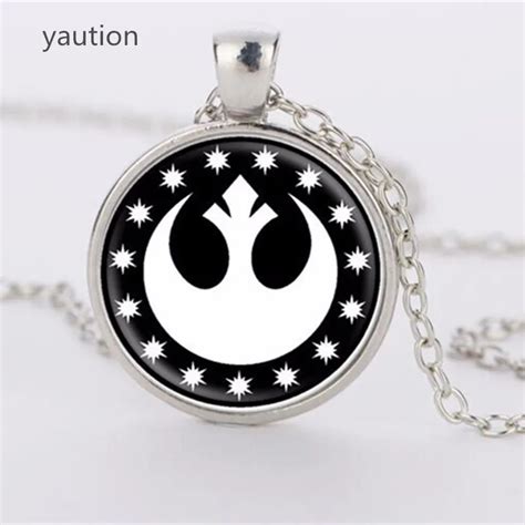 3 Colors Star Wars Necklace New Republic Pendant Glass Round Jewelry