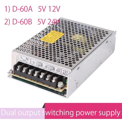 Dual Output 60W 5v 12v 5v 24v Switching Power Supply Ac To Dc Smps In