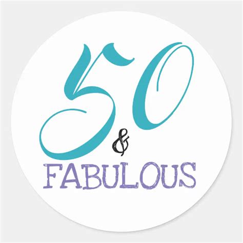 Typography 50th Birthday 50 And Fabulous Classic Round Sticker Zazzle