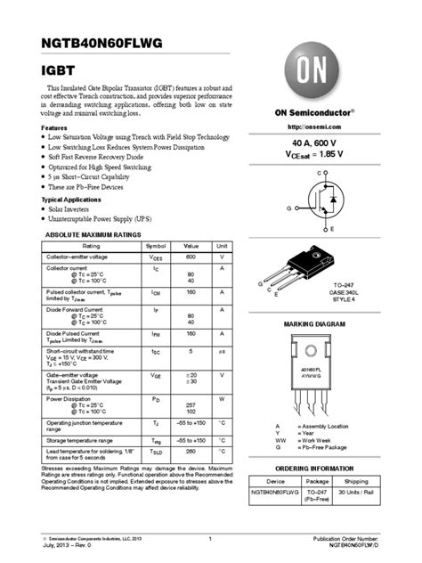 Igbt Datasheet | PDF | Diode | Electricity