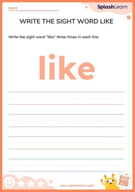 Write The Sight Word Like — Printable Ela Worksheet