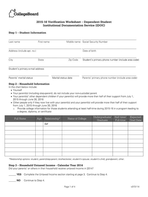 Dependent Verification Worksheet Fill Out And Sign Online Dochub