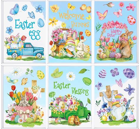 Amazon Jarthenaamcs Easter Window Clings Happy Easter Egg Flower