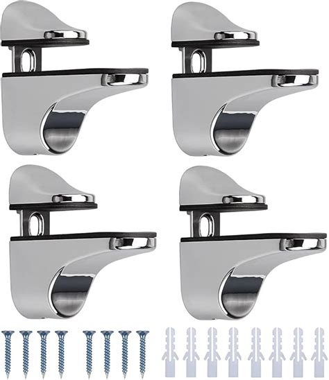 SyiXute 4 Pcs Glass Shelf Bracket Adjustable Glass Shelf Bracket Zinc