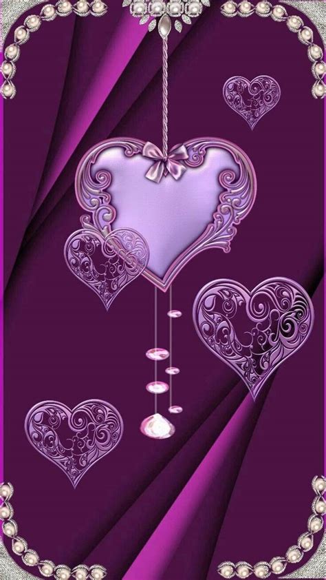 Purple Hearts And Stars Background