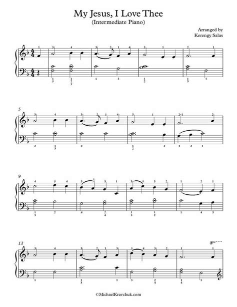 Free Piano Arrangement Sheet Music My Jesus I Love Thee Michael