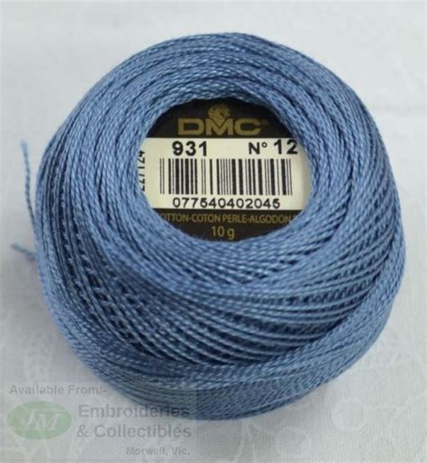 Dmc Perle Cotton Ball Size 12 120m Colour 931 Medium Antique Blue