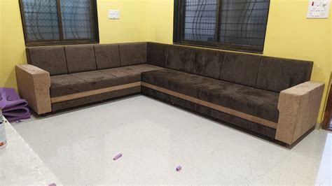 Velvet Seater Brown L Shape Sofa Set At Rs Set In Pune Id