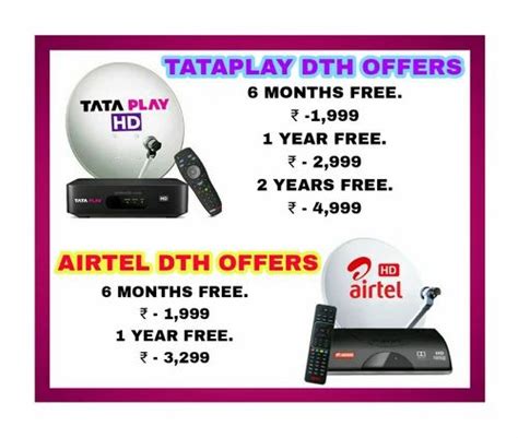 Tata Sky Tataplay Airtel Dth 6m 1 2 Years Free More Best Offers