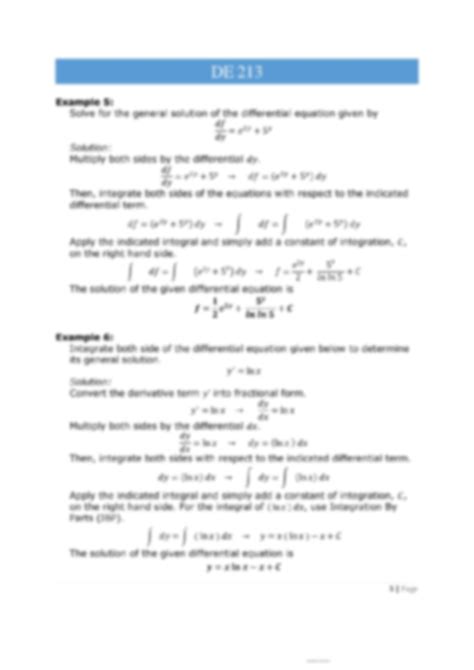 Solution Differential Equations Studypool